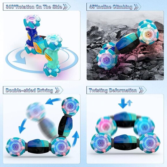 Gesture Sensor RC Stunt Car – 4WD Off-Road Vehicle with Lights & Music (Blue) - Picture 4 of 8